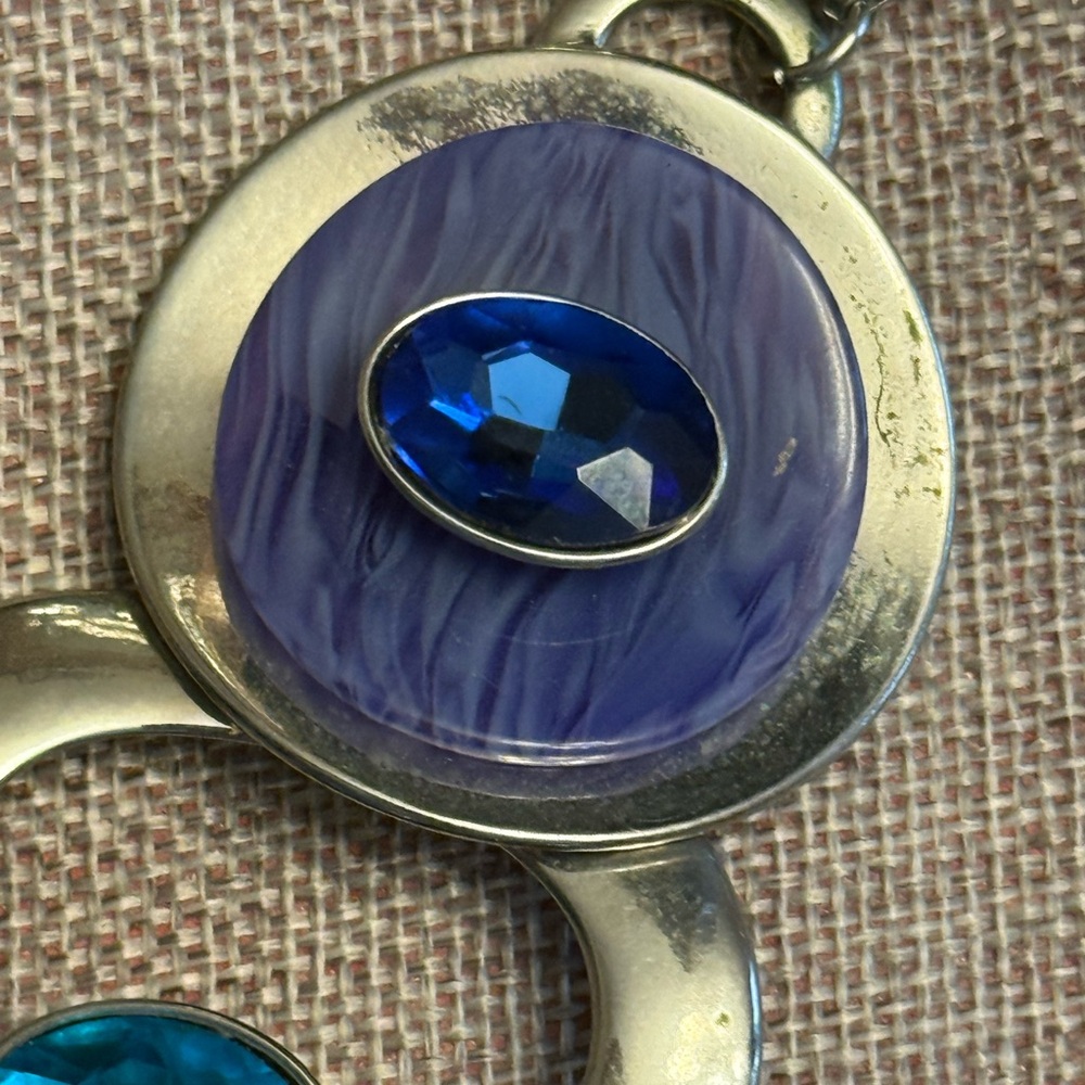 Blue And Silver Geometric Statement Necklace - image 4